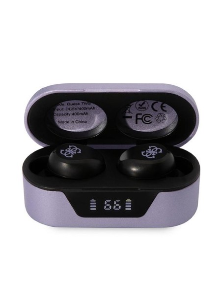 Guess TWS Bluetooth ausinės + prijungimo stotelė - violetinė Guess TWS Bluetooth ausinės + prijungimo stotelė - violetinė
