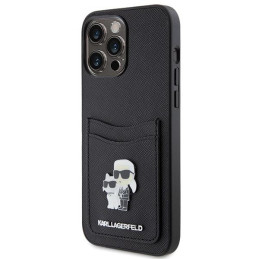 Karl Lagerfeld Saffiano Cardslot KC Metal Pin dėklas iPhone 15 Pro Max - juodas