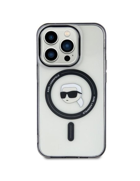 Karl Lagerfeld IML Karl& 39 s Head MagSafe dėklas iPhone 15 Plus - skaidrus