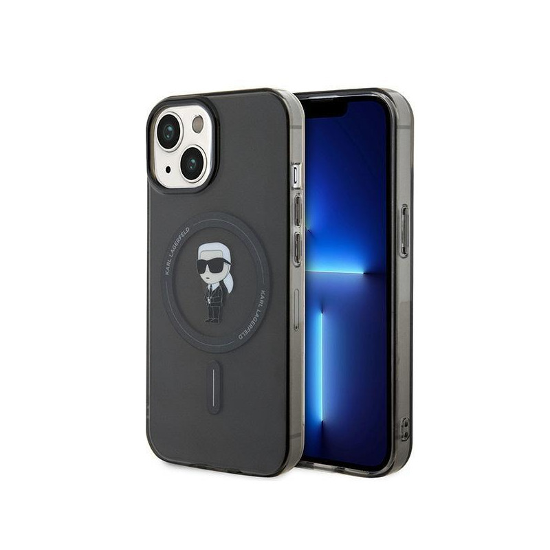 Karl Lagerfeld IML Ikonik MagSafe dėklas iPhone 15 - juodas Karl Lagerfeld IML Ikonik MagSafe dėklas iPhone 15 - juodas