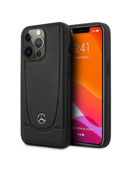 Mercedes Leather Urban dėklas iPhone 15 Pro - juodas Mercedes Leather Urban dėklas iPhone 15 Pro - juodas