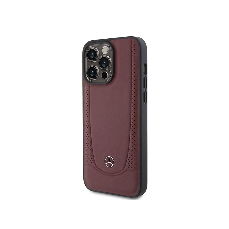 Mercedes Leather Urban Bengale dėklas iPhone 15 Pro Max - raudonas