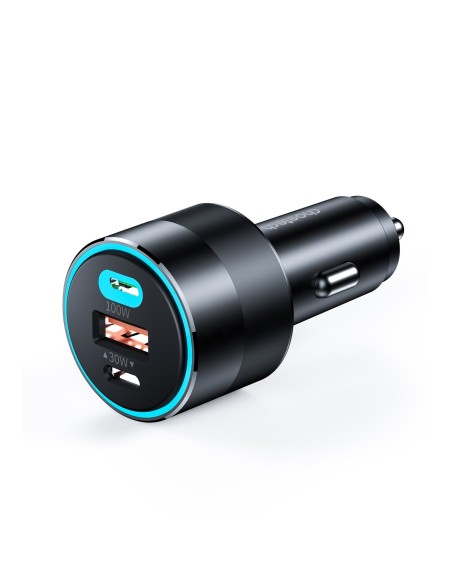 Greitas automobilinis įkroviklis 130W 2xUSB-C + USB-A juodas