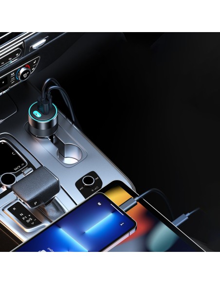 Greitas automobilinis įkroviklis 130W 2xUSB-C + USB-A juodas