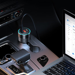 Greitas automobilinis įkroviklis 130W 2xUSB-C + USB-A juodas