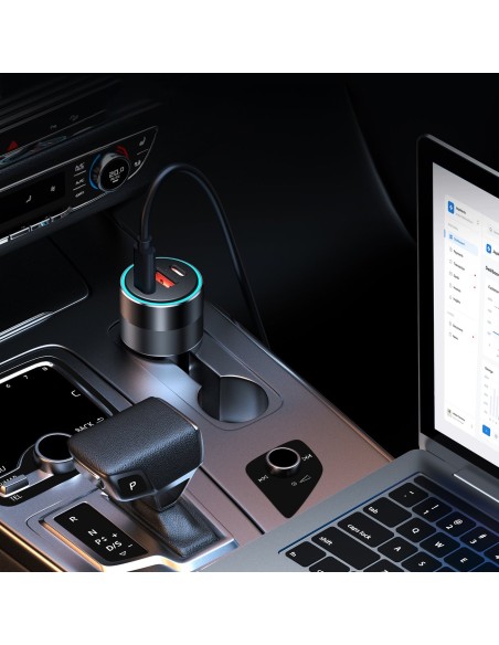 Greitas automobilinis įkroviklis 130W 2xUSB-C + USB-A juodas