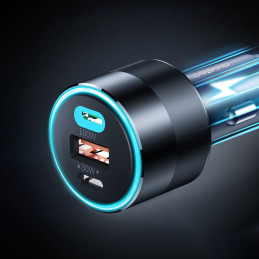 Greitas automobilinis įkroviklis 130W 2xUSB-C + USB-A juodas