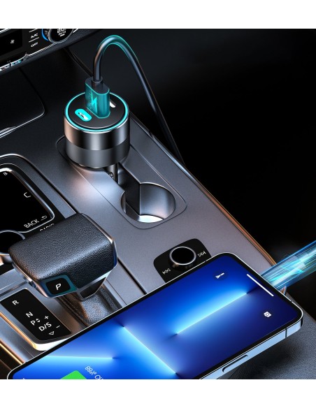 Greitas automobilinis įkroviklis 130W 2xUSB-C + USB-A juodas