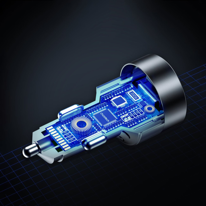 Greitas automobilinis įkroviklis 130W 2xUSB-C + USB-A juodas