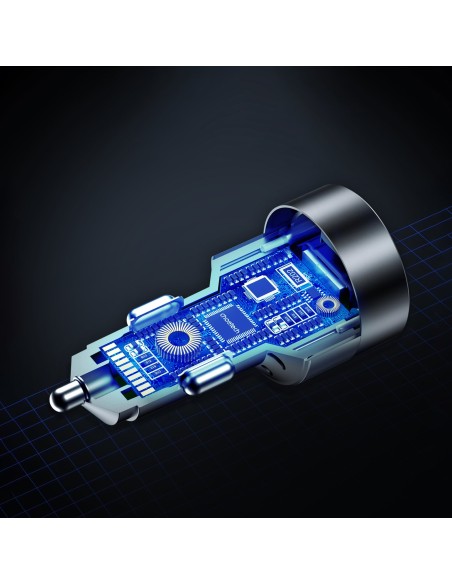 Greitas automobilinis įkroviklis 130W 2xUSB-C + USB-A juodas