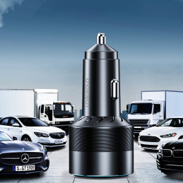 Greitas automobilinis įkroviklis 130W 2xUSB-C + USB-A juodas