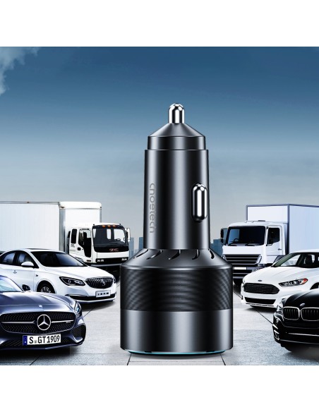 Greitas automobilinis įkroviklis 130W 2xUSB-C + USB-A juodas