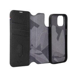 Dekoduotas nuimamas piniginės dėklas, odinis su MagSafe, skirtas iPhone 15 – juodas