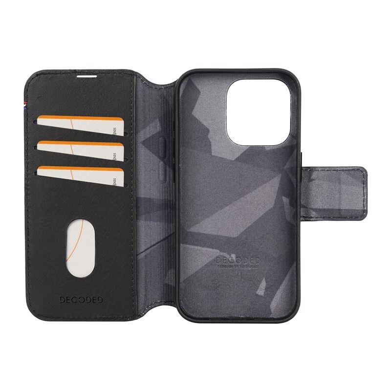 Dekoduotas nuimamas piniginės dėklas, odinis su MagSafe, skirtas iPhone 15 Pro – juodas Dekoduotas nuimamas piniginės dėklas, odinis su MagSafe, skirtas iPhone 15 Pro – juodas