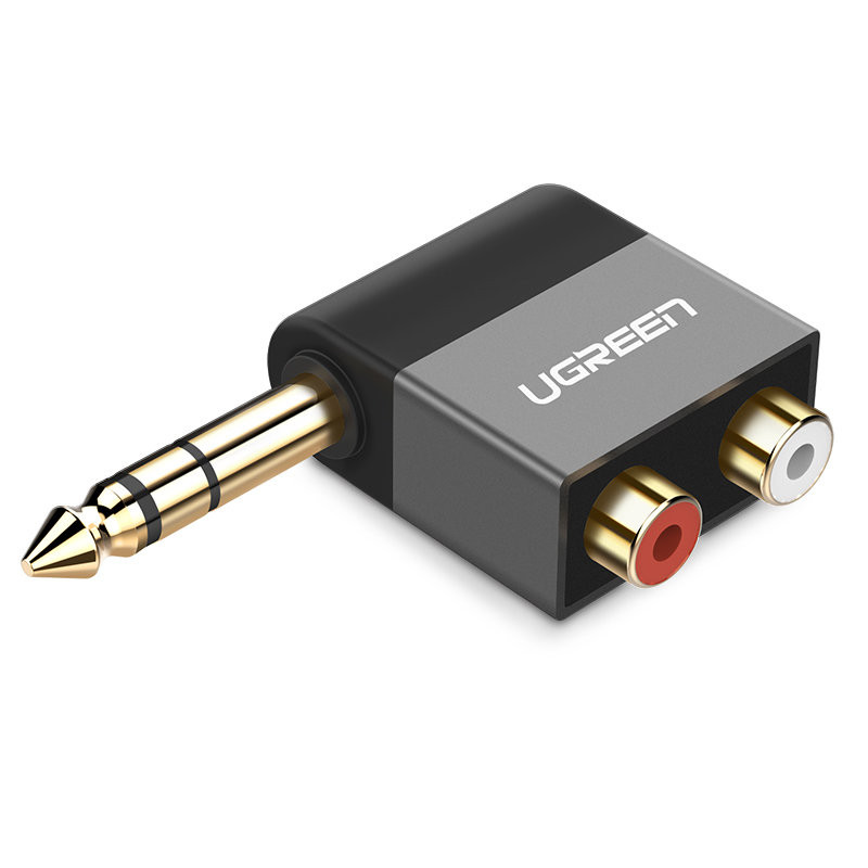 Garso lizdo adapteris 6,35 mm vyriškas iki 2xRCA moteriškas juodas