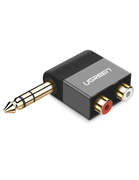 Garso lizdo adapteris 6,35 mm vyriškas iki 2xRCA moteriškas juodas Garso lizdo adapteris 6,35 mm vyriškas iki 2xRCA moteriškas juodas