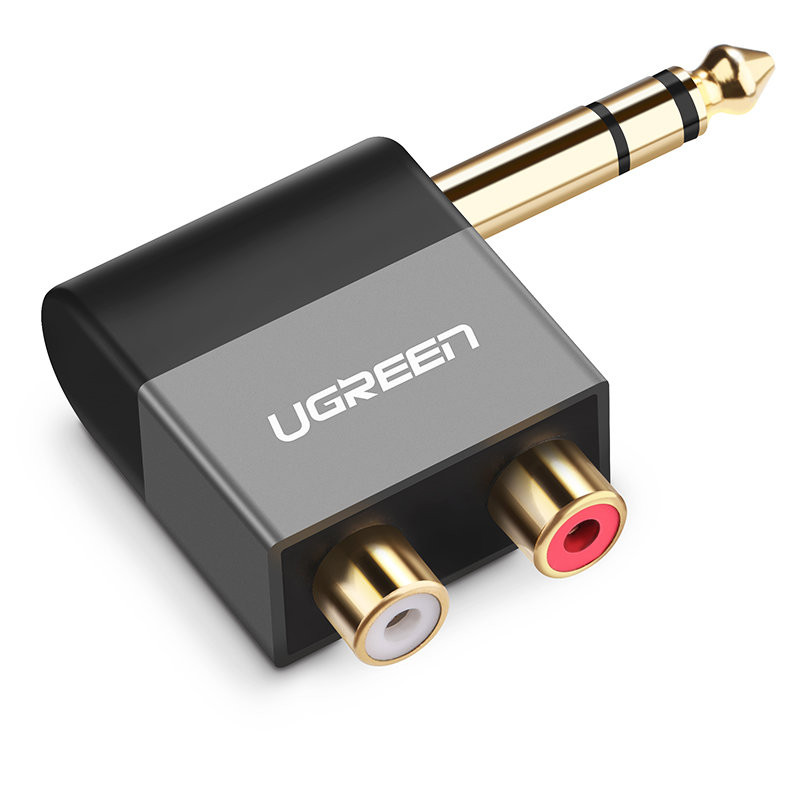 Garso lizdo adapteris 6,35 mm vyriškas iki 2xRCA moteriškas juodas