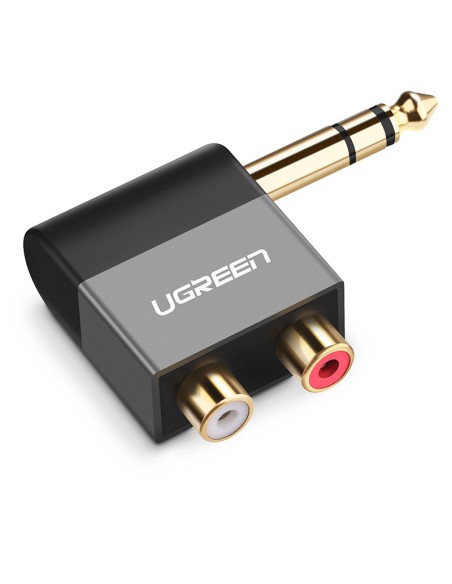 Garso lizdo adapteris 6,35 mm vyriškas iki 2xRCA moteriškas juodas Garso lizdo adapteris 6,35 mm vyriškas iki 2xRCA moteriškas juodas