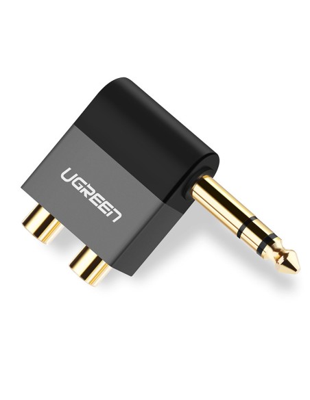 Garso lizdo adapteris 6,35 mm vyriškas iki 2xRCA moteriškas juodas Garso lizdo adapteris 6,35 mm vyriškas iki 2xRCA moteriškas juodas