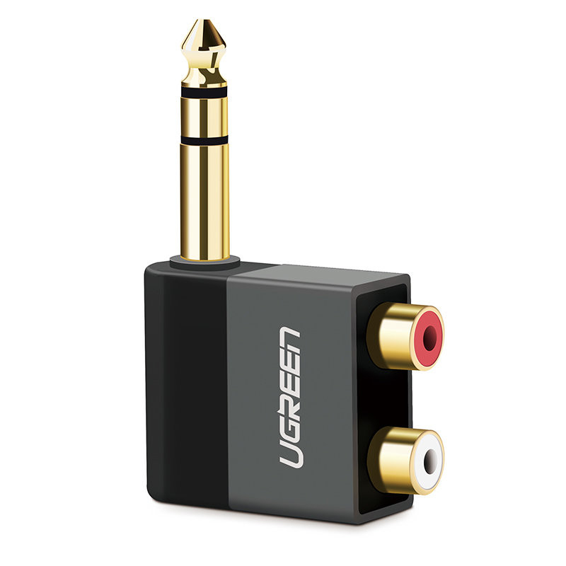 Garso lizdo adapteris 6,35 mm vyriškas iki 2xRCA moteriškas juodas