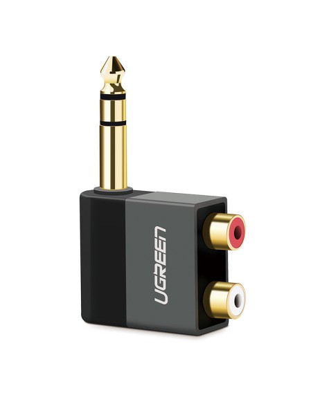 Garso lizdo adapteris 6,35 mm vyriškas iki 2xRCA moteriškas juodas Garso lizdo adapteris 6,35 mm vyriškas iki 2xRCA moteriškas juodas