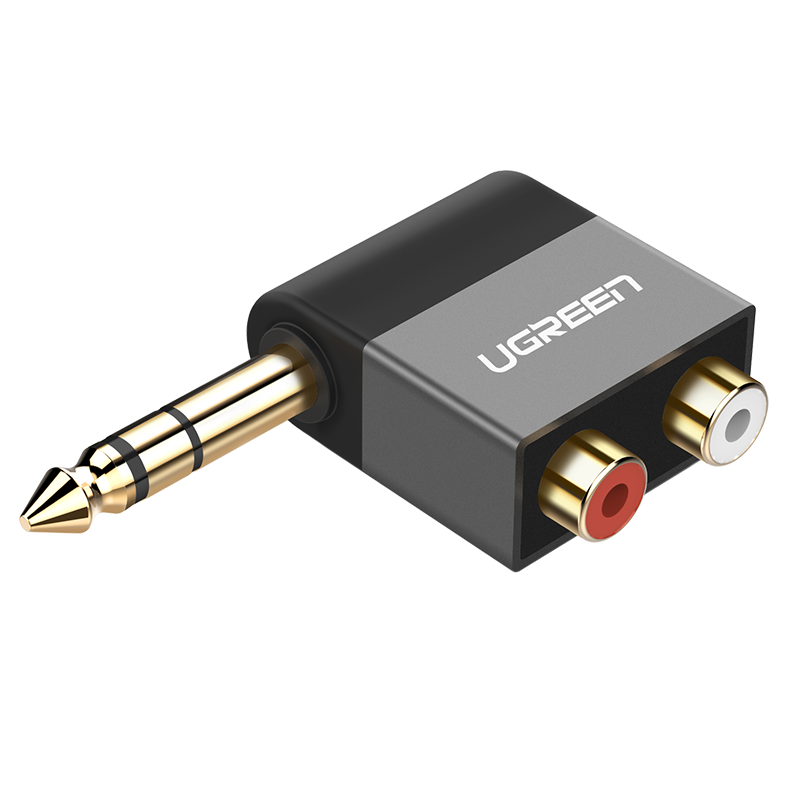 Garso lizdo adapteris 6,35 mm vyriškas iki 2xRCA moteriškas juodas