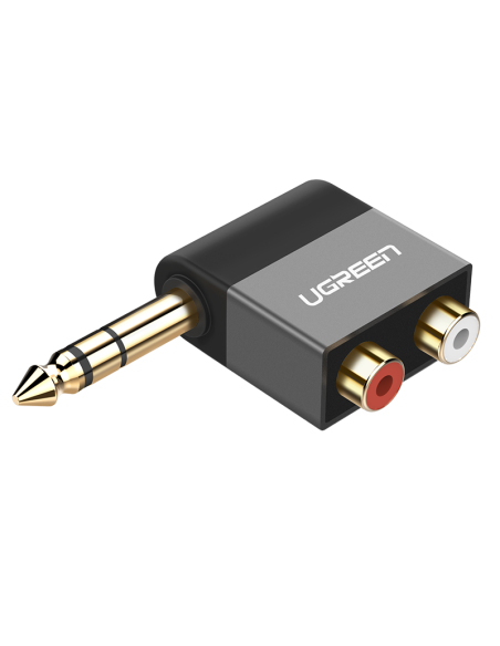 Garso lizdo adapteris 6,35 mm vyriškas iki 2xRCA moteriškas juodas Garso lizdo adapteris 6,35 mm vyriškas iki 2xRCA moteriškas juodas