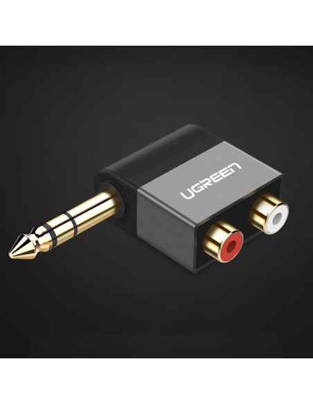 Garso lizdo adapteris 6,35 mm vyriškas iki 2xRCA moteriškas juodas Garso lizdo adapteris 6,35 mm vyriškas iki 2xRCA moteriškas juodas