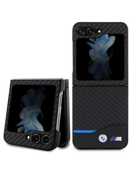 BMW odinis anglies dėklas Samsung Galaxy Z Flip 5 - juodas BMW odinis anglies dėklas Samsung Galaxy Z Flip 5 - juodas
