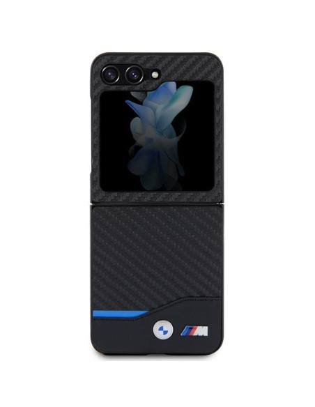 BMW odinis anglies dėklas Samsung Galaxy Z Flip 5 - juodas BMW odinis anglies dėklas Samsung Galaxy Z Flip 5 - juodas