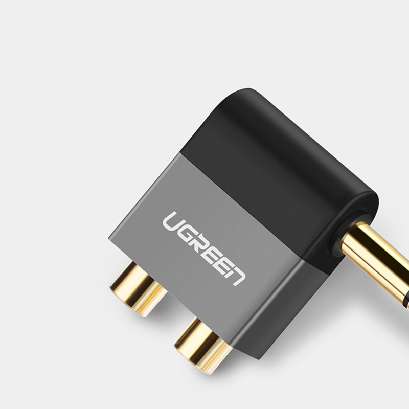 Garso lizdo adapteris 6,35 mm vyriškas iki 2xRCA moteriškas juodas