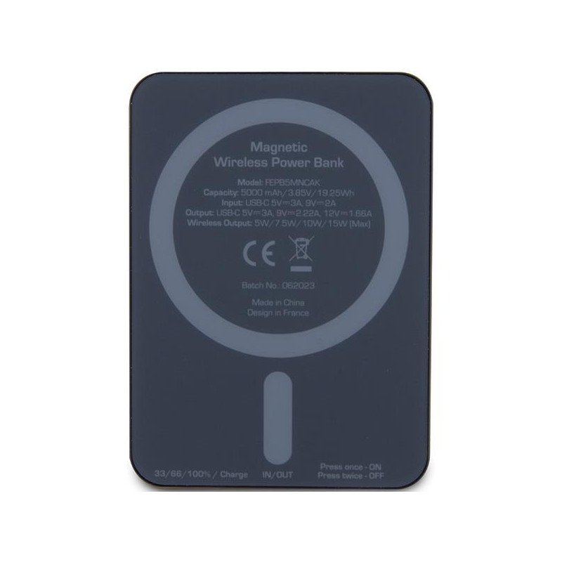 Powerbank Ferrari Metal Logo MagSafe 15W 5000mAh - juoda