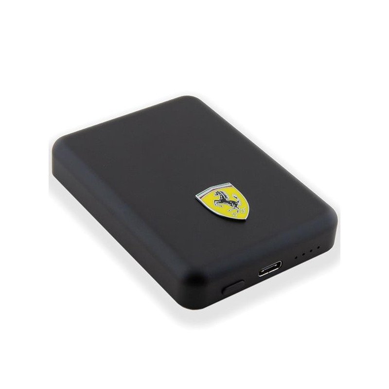 Powerbank Ferrari Metal Logo MagSafe 15W 5000mAh - juoda