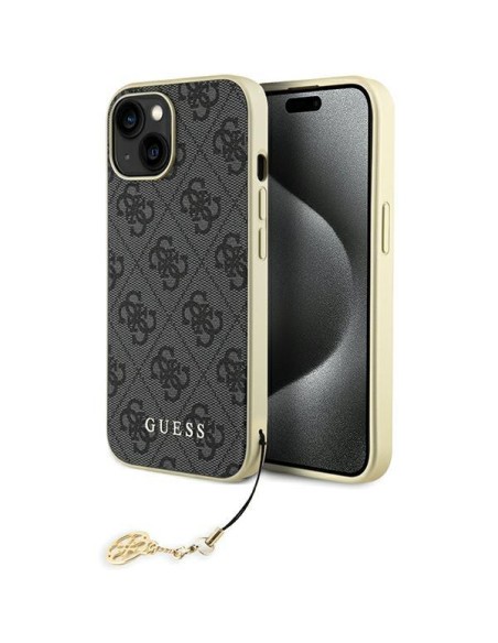 Guess 4G Charms Collection dėklas iPhone 15 - pilkas Guess 4G Charms Collection dėklas iPhone 15 - pilkas