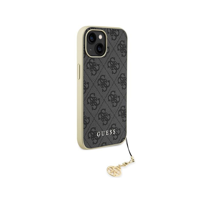 Guess 4G Charms Collection dėklas iPhone 15 - pilkas