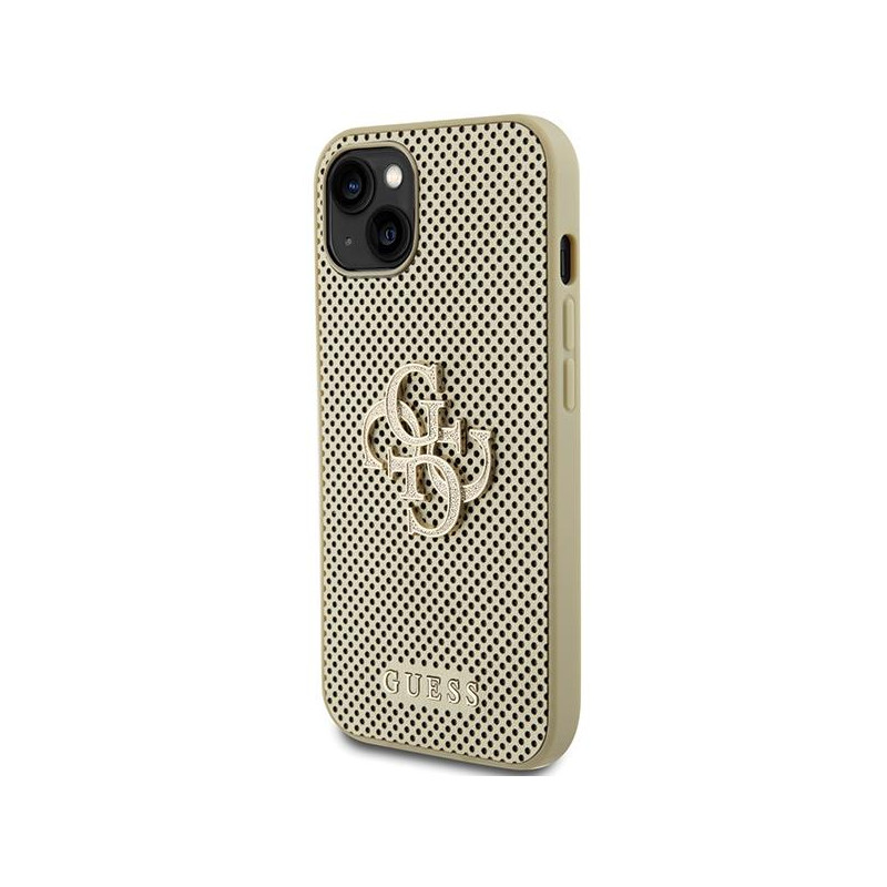 Guess Perforated 4G Glitter dėklas iPhone 15 - auksinis