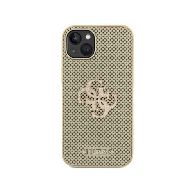 Guess Perforated 4G Glitter dėklas iPhone 15 - auksinis