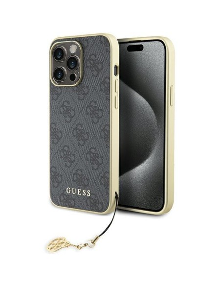 Guess 4G Charms Collection dėklas, skirtas iPhone 15 Pro Max - pilkas Guess 4G Charms Collection dėklas, skirtas iPhone 15 Pro Max - pilkas