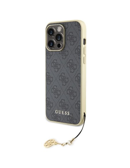Guess 4G Charms Collection dėklas, skirtas iPhone 15 Pro Max - pilkas Guess 4G Charms Collection dėklas, skirtas iPhone 15 Pro Max - pilkas