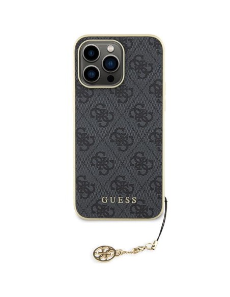 Guess 4G Charms Collection dėklas, skirtas iPhone 15 Pro Max - pilkas Guess 4G Charms Collection dėklas, skirtas iPhone 15 Pro Max - pilkas