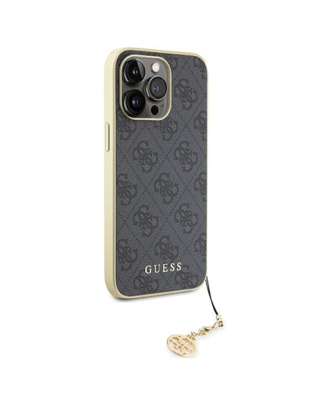Guess 4G Charms Collection dėklas, skirtas iPhone 15 Pro Max - pilkas Guess 4G Charms Collection dėklas, skirtas iPhone 15 Pro Max - pilkas