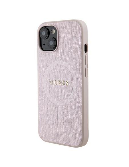 Guess Saffiano MagSafe dėklas iPhone 15 Plus - rožinis Guess Saffiano MagSafe dėklas iPhone 15 Plus - rožinis