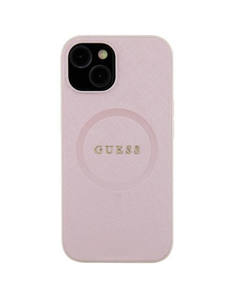 Guess Saffiano MagSafe dėklas iPhone 15 Plus - rožinis Guess Saffiano MagSafe dėklas iPhone 15 Plus - rožinis