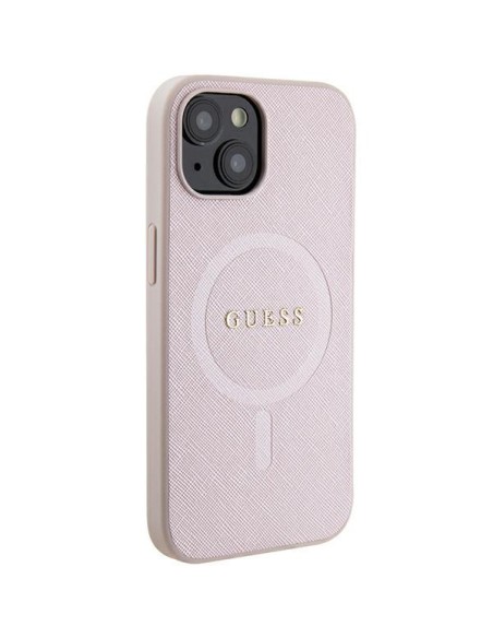 Guess Saffiano MagSafe dėklas iPhone 15 Plus - rožinis Guess Saffiano MagSafe dėklas iPhone 15 Plus - rožinis
