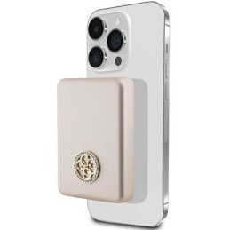 Guess MagSafe 4G Strassed Metal Logo indukcinis maitinimo blokas 15W 5000mAh - auksinis