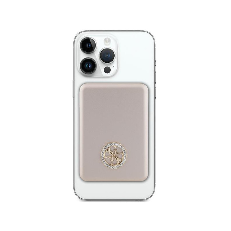 Guess MagSafe 4G Strassed Metal Logo indukcinis maitinimo blokas 15W 5000mAh - auksinis