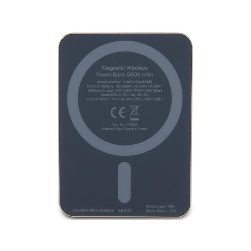 Guess MagSafe 4G Strassed Metal Logo indukcinis maitinimo blokas 15W 5000mAh - auksinis