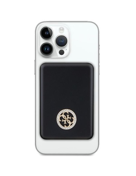 Guess MagSafe 4G Strassed Metal Logo indukcinis maitinimo blokas 15W 5000mAh - juodas Guess MagSafe 4G Strassed Metal Logo indukcinis maitinimo blokas 15W 5000mAh - juodas