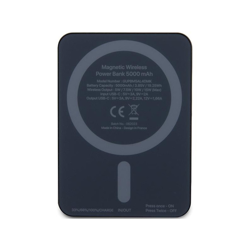 Guess MagSafe 4G Strassed Metal Logo indukcinis maitinimo blokas 15W 5000mAh - juodas