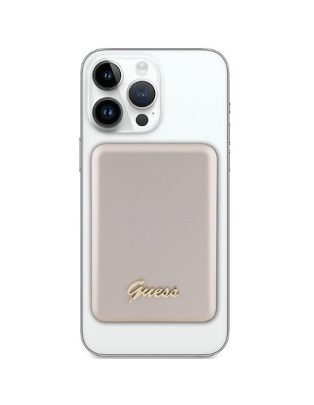 Guess MagSafe Metal Script Logo indukcinis maitinimo blokas 15W 5000mAh - auksinis